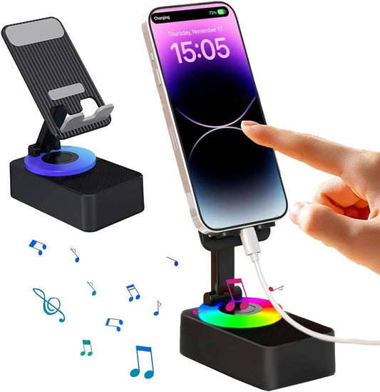 Support Téléphone Multifonction – Haut-Parleur Bluetooth + Charge + LED