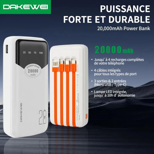 Power Bank DAKEWEI 20000mAh Prix 🏷️ 10000