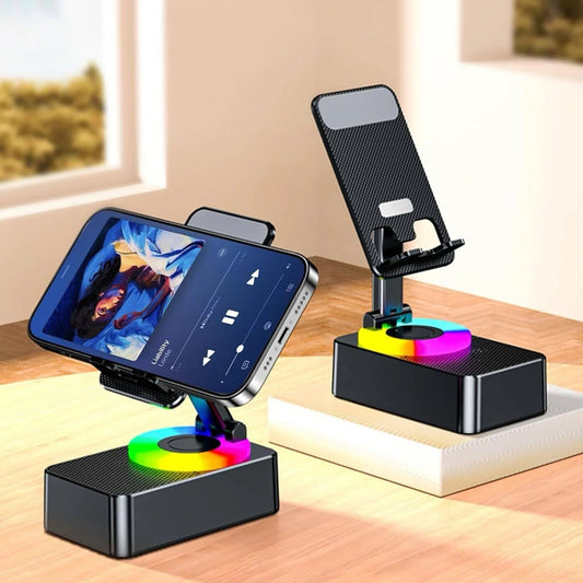 Support Téléphone Multifonction – Haut-Parleur Bluetooth + Charge + LED