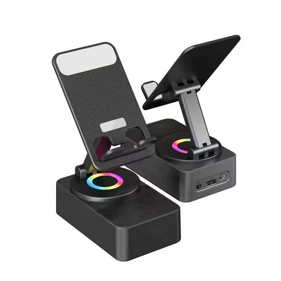 Support Téléphone Multifonction – Haut-Parleur Bluetooth + Charge + LED